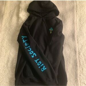 Riot Society Black Hoodie Embroidered Mushroom